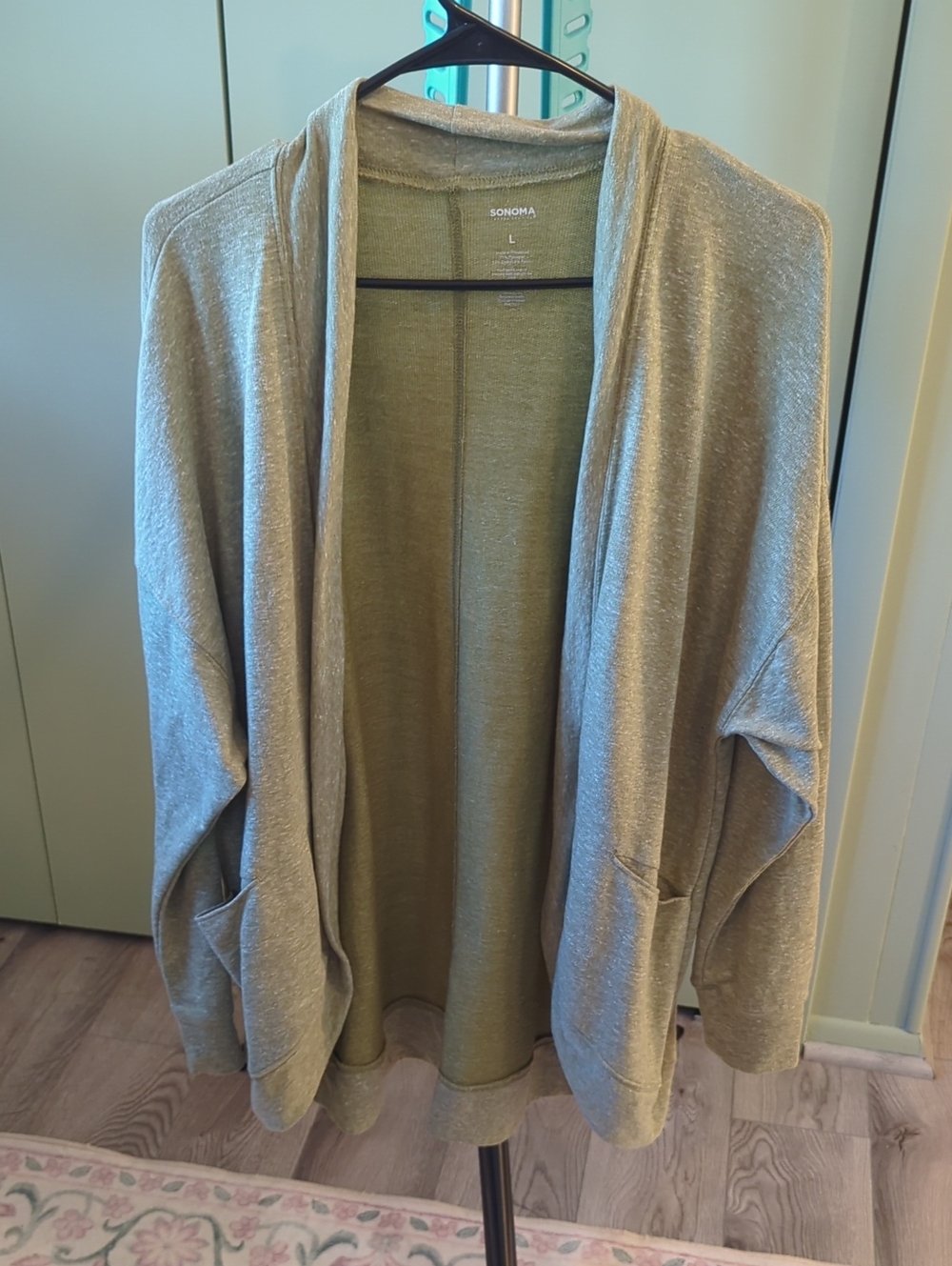 Sonoma Olive Green Open-Front Cardigan Sweater